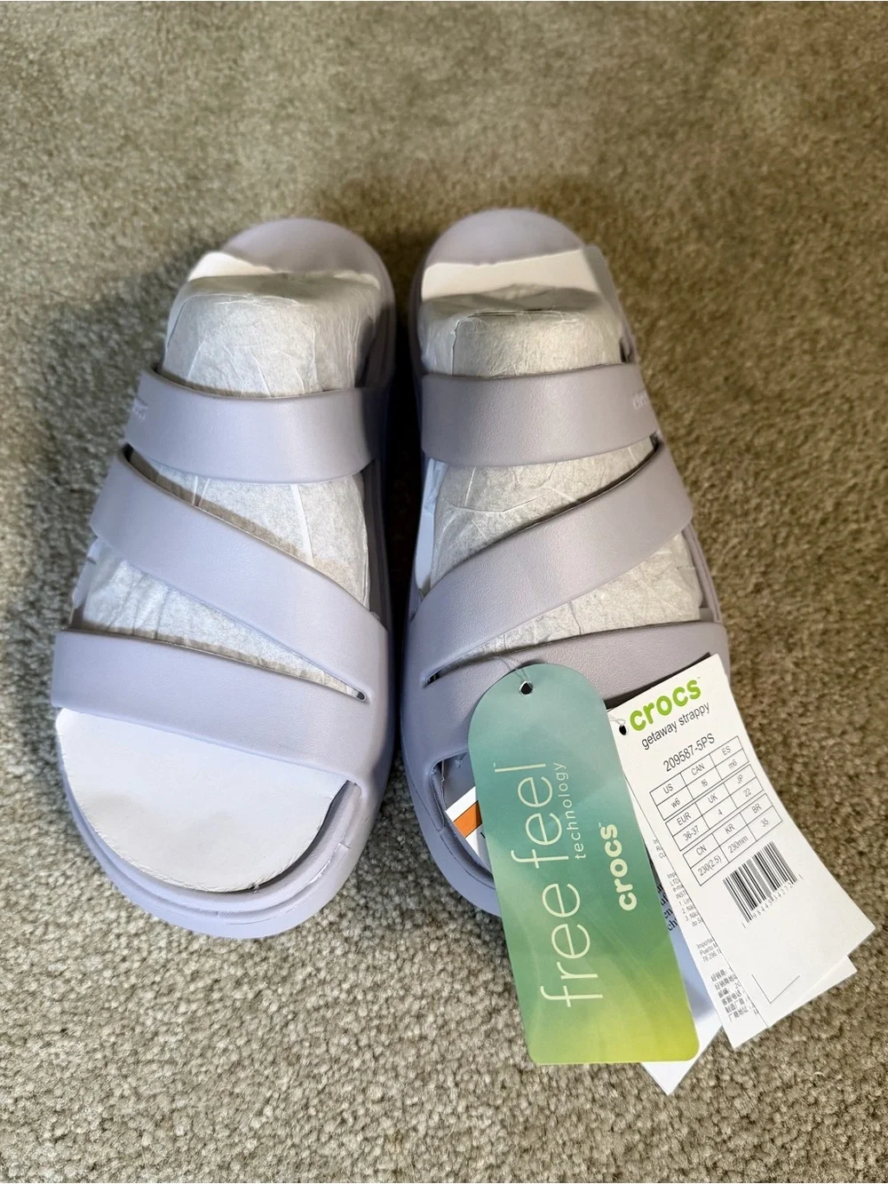 CROCS Women's Triple-Strap Getaway Sandal - Lavender - Size 6 - Picture 6 of 8